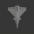 Gray Jet Fighter Model with Transparent Cockpit Red Wing Emblems Landing Gear Down Dark Background