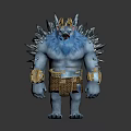 Blue Ice Creature With Golden Crown Spiky Fur And Arm Bands