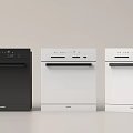 Modern Kitchen Appliances Three Black and White Dishwashers Side by Side 3d model