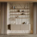 Modern Entryway Corridor Interior With Open Shelves Storage Cabinets And Decorative Items 3d model