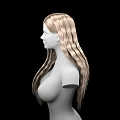 Game Movie Character 3D Model With Long Blonde Curly Hair Upper Body In Black Background