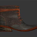 Textured Leather Gray Boots with Orange Laces and Wooden Sole Design