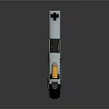Blue Grip Silver Barrel Pistol With Flying Bullet In Mid Air Design