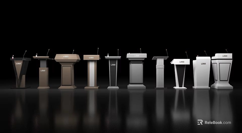 Various Modern Functional Desks Design Collection With Different Colors And Sleek Metal Frames 3d model