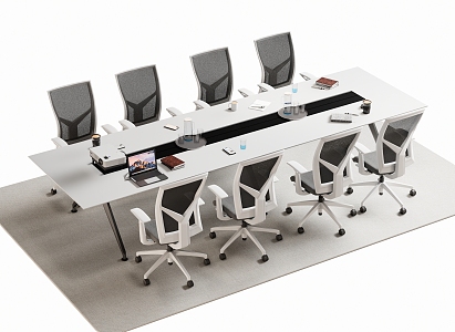 Modern Meeting Table and Chair Office Desk and Chair 3d model