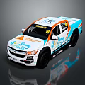 White Orange Blue Pickup Truck With Sunny Boy Livery And Number 18