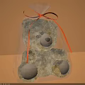 Brown Teddy Bear Doll in Transparent Packaging with Red Bow Decoration