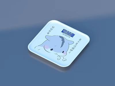 Adorable Blue Cartoon Hamster Shaped Coaster For Home Daily Use Essentials 3d model