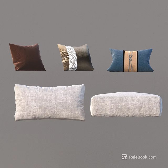 Modern Throw Pillows With Assorted Colors And Textured Designs For Home Decor 3d model 