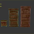 Wooden Furniture Collection With Arched Top Bookshelves And Small Drawer Cabinet