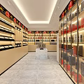 Spacious Tobacco and Liquor Store Interior with Shelves Full of Wine Bottles and Tobacco Products