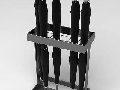 Household Umbrella Stand With Metal Frame And Black Umbrellas Storage Organizer 3d model
