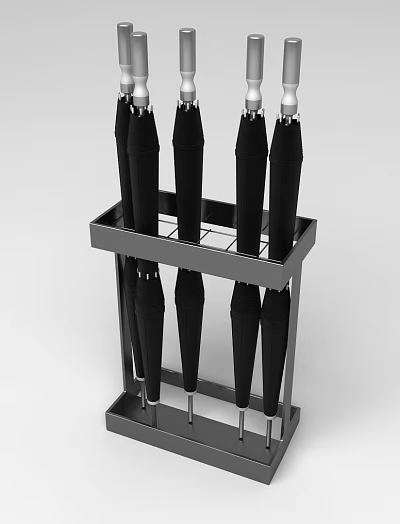 Household Umbrella Stand With Metal Frame And Black Umbrellas Storage Organizer 3d model