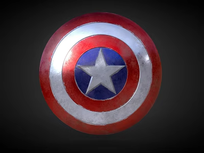 Inflatable Shield Design With Red White Blue Rings And Central White Star 3d model