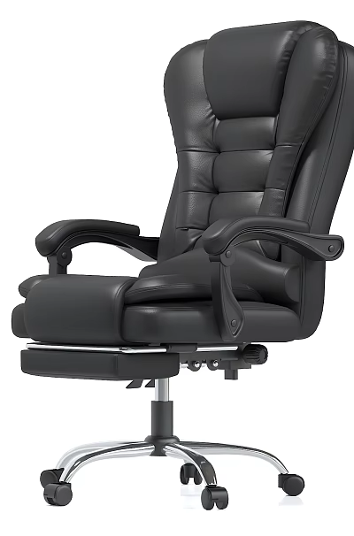 Adjustable Black Leather Office Chair with High Back Armrests and Wheels 3d model