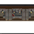 Traditional Japanese Restaurant Interior With Tatami Seating Decorative Screens And Hanging Lanterns