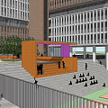 Modern School Building Featuring Multi Level Structure Green Courtyard And Walking Pedestrians