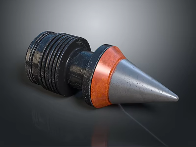 Industrial Conical Tip Equipment with Black Orange and Silver Threaded Base and Metallic Components 3d model