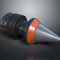 Industrial Conical Tip Equipment with Black Orange and Silver Threaded Base and Metallic Components