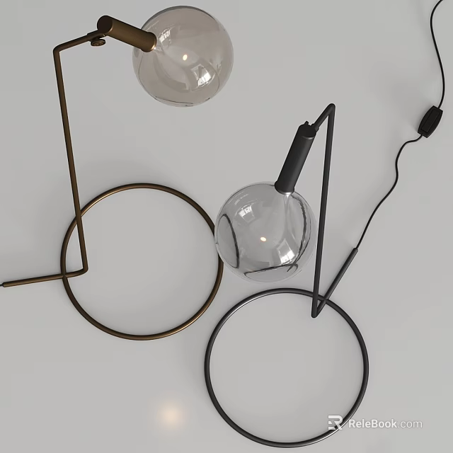 Modern Floor Lamp With Metal Frame Circular Base And Glass Shade Design 3d model 