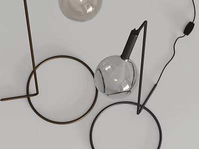 Modern Floor Lamp With Metal Frame Circular Base And Glass Shade Design 3d model