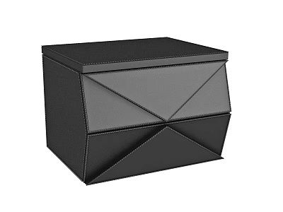 Black Geometric Storage Box With Stitched Details And Modern Design 3d model