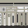 Assorted Types of Air Conditioners and Fans Featuring Wall Mounted Floor Standing Designs