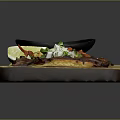 Fresh Authentic Tacos With Meat Onions Cilantro On Wooden Platter And Yellow Sauce Lemon Wedge