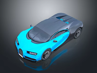 Blue And Gray Luxury Sports Car With Sleek Design Shiny Exterior And Black Wheels 3d model