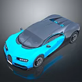 Blue And Gray Luxury Sports Car With Sleek Design Shiny Exterior And Black Wheels
