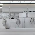 Fashion Clothing Store Interior With Marble Wall Hanging Puffer Jackets White Display And Lighting