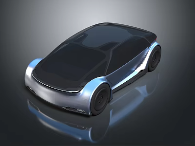 Futuristic Concept Car With Sleek Metallic Body And Black Roof Design 3d model