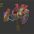 Rustic Wooden Wheelbarrow Adorned With Growing Plants Vegetables Straw Hat And Hoe