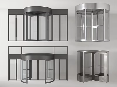 Modern Revolving Door Designs With Metal Frames And Glass Panels 3d model