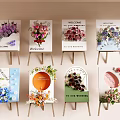 Elegant Wooden Flower Stands With Colorful Floral Arrangements And Welcome Signs
