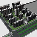 Modern High Rise Residential Complex With Lush Greenery And Surrounding Roads 3d model