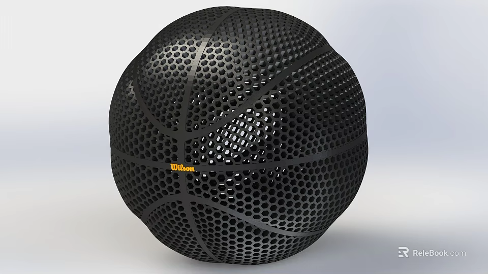 Modern Indoor Basketball Court With Spalding Black Honeycomb Mesh Design Basketball 3d model 