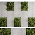 Living Plant Wall Design With Lush Green Foliage On Gray Concrete Panels