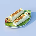 Delicious Burritos On Green Plate With One Cut Open Revealing Fresh Fillings