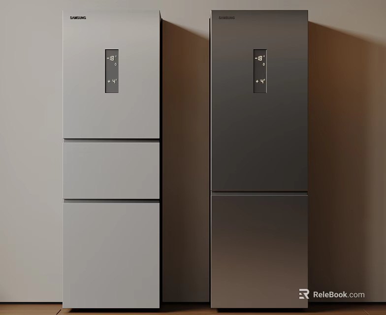 Modern Stainless Steel Refrigerators With Multi Door Design And Smart Control Panels 3d model