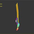 Red Tactical Sword With White Black Handle Detailed 3D Model Design