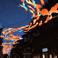 Colorful Butterfly Lanterns Hanging Over Traditional Architecture Night View Photo Spot