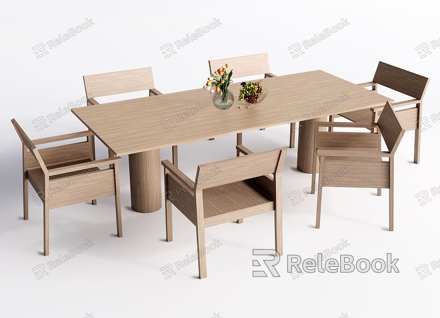 Modern Dining Table and Chair Combination Dining Table and Chair Combination Solid Wood Dining Table model