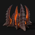 Detailed Glowing Lava Infused Rock Spikes With Fiery Orange Illumination