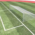Soccer Football Field With Green Grass White Lines And Goal Net