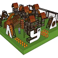 Kids Play Area With Slides Climbing Structures Tunnel And Wooden Play Elements
