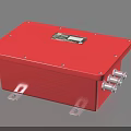 Red Industrial Enclosure Control Box with Metal Body Mounting Brackets and Connectors