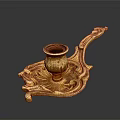 Artistic Golden Candlestick Sculpture Carving With Intricate Decorative Patterns Design