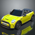 Yellow Mini Cooper Convertible Car With Black Wheels And Black Interior
