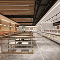 Modern Restaurant Interior Design With Marble Counter TV Screens And Tables Chairs